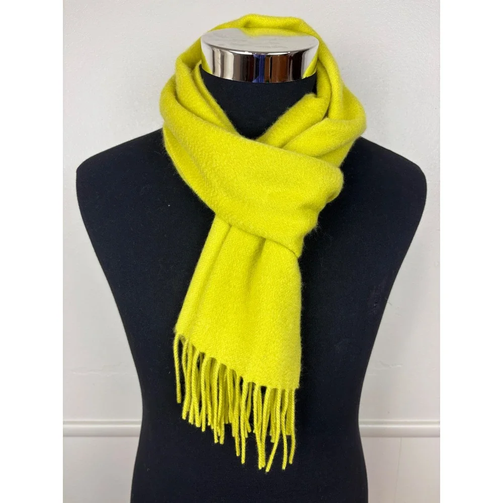 Charter Club Luxury Cashmere Scarf Fringed Green Rectangular Cozy Warm Soft